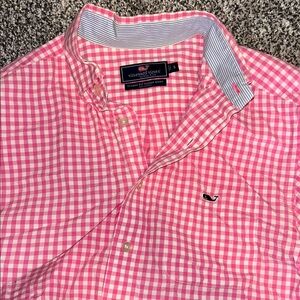 Vineyard Vines Men's Pink Checkered Shirt